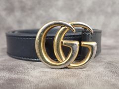GUCCI ベルト マーモント GG金具 ゴールド金具 ブラック レザー - メルカリ