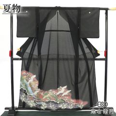 作家物 夏物 駒絽 3本絽 黒留袖正絹）仕立上り＜D624＞Romaji様専用