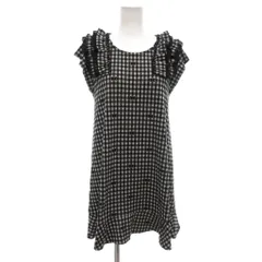 ギャラリービスコンティ GALLERY VISCONTI 美品 ワンピース 2 黒 ブラック チェック柄 リボン柄 フリル レース /NL ■YHS14