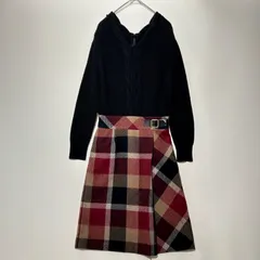 ブルーレーベルクレストブリッジ　BLUE LABEL CRESTBRIDGE　ドッキングワンピース　長袖　ニット　チェック