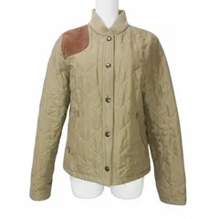ラルフローレン RALPH LAUREN キルティングジャケット ブルゾン 中綿 切替 レザーパッチ 11 L相当 ブラウン系 X