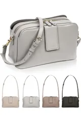 LASIEM(ラシエム) 【ペットボトルが入る】 お財布ショルダー レディース お財布ポシェット 大容量 本革 ショルダーバッグ 斜め掛けバッグ 斜めがけ ミニショルダー ミニショルダーバッグ 3部屋構造 スマホの入る外ポケット シルバー