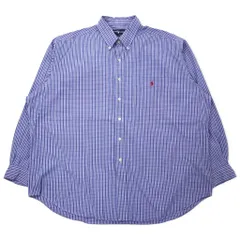Ralph Lauren ボタンダウンシャツ XXL ブルー チェック コットン BLAIRE スモールポニー刺繍