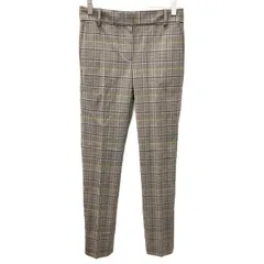 セオリー Theory 美品 STRAIGHT TROUSER 2 チェックパンツ ストレッチ 0 約XS ベージュ ブラウン 系 ■YHS2 0911