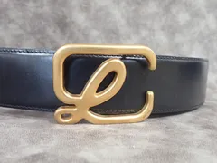 LOEWE ロエベ Lロゴ バックル レザー ベルト ブラック ゴールド金具のサムネイル