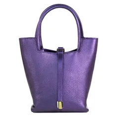 [Ｌａｄｙ Ｃｉｃｉ] ハンドバッグ レディース 小さめ ショルダーバッグ 斜めかけ カバン 本革 軽いかばん 通勤 手提げ 肩掛け キューブバッグ (パールパープル)