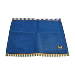 新品◇エルメス カレ タオル ヴィス・ヴェルサ マリン 箱付 33×33cm 青