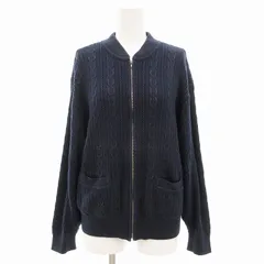 クリスチャンディオール Christian Dior SPORTS ヴィンテージ アランニット ブルゾン ケーブル ジップアップ ウール L 紺 ネイビー /TZ ■GY09のサムネイル