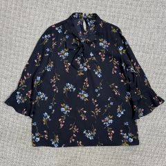 廃盤 バーバリー ロンドン 花柄シフォン ブラウス フリル 七分袖 美品 