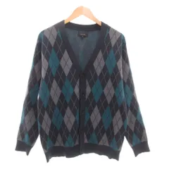 タカQ タカキュー TAKA-Q カーディガン XL ニット 長袖 アーガイル 緑 グリーン 紺 ネイビー /AE ■YHS14のサムネイル