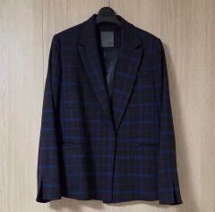 美品◇セオリー◇ネイビーブルーシングルジャケット◇チェック柄 