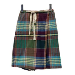 【中古】　TSUMORI CHISATO　キュロットスカート　ハーフパンツ　ショートパンツ　リボン　チェック　クレイジーパターン　日本製　ドメスティック　古着　/2495のサムネイル