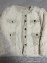 アイボリー ツイード ジャケット L
