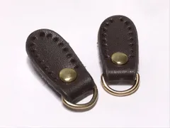 and.A バッグの材料 ジョイントパーツ 本革 アタッチメント ゴールド Dカン付き 34x15mm パーツ ストラップ 持ち手 取り付けパーツ 縫付 穴あり 黒 緑 紫 キャメル 赤 ベージュ 茶 (ダークブラウン)
