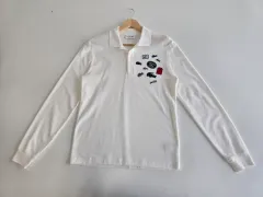 LACOSTE X-MAS バッジ 長袖 ポロ Tシャツ 白 us S