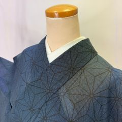 小紋 洗える着物 縦縞 麻の葉 お洒落 着物 037k - メルカリ
