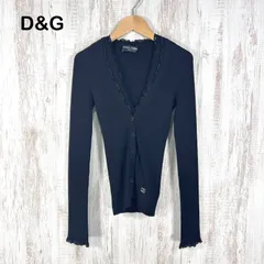 D&G DOLCE&GABBANA ドルチェアンドガッバーナ DGロゴ フリル リブニット ロングスリーブ カーディガン ノースリーブ ニット アンサンブル ブラックのサムネイル