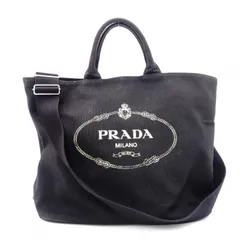 PRADA プラダ カナパ トートバッグ キャンバス ブラック 2way ロゴ クロスボディ