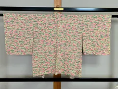 92B【アンティーク着物】羽織 総柄 風景 街並み 家屋文様 レトロ モダン リメイク素材にも