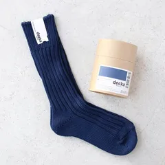 【新品】【1点販売】decka quality socks[デカクォリティソックス]CASED HEAVY WEIGHT PLAIN SOCKS ネイビー[靴下 ソックス リブ ローゲージ プレーン ミドル丈 シンプル 無地 厚手 レディース メンズ日本製]