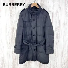 美品 BURBERRY BLACK LABEL バーバリーブラックレーベル ブラックノバチェック裏地 ベルト付き ロングダウンジャケット グレー メンズ アウター