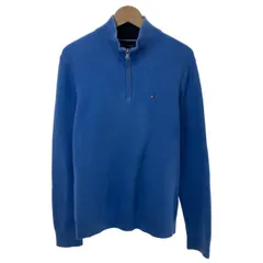【中古】　TOMMY HILFIGER　セーター　長袖　ニット　ハーフジップ　プルオーバー　無地　ワンポイント　刺しゅう　古着　/4390