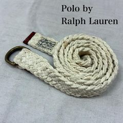 W32 新品 ポロラルフローレン レザーxキャンバス ベルト ブラウンxベージュ POLO RALPH LAUREN - W32 新品 ポロラルフローレン レザーxキャンバス