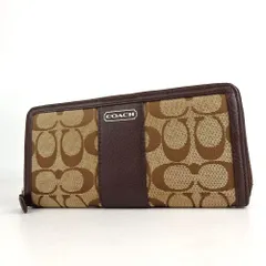 COACH コーチシグネチャー ラウンドファスナー長財布 キャンバス レザー 20-426(6)