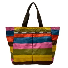 LESPORTSAC(レスポートサック) ハンドバッグ - ブルーグレー×オレンジ×マルチ ボーダー