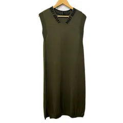 MARY QUANT(マリークワント) ワンピース サイズM(38) レディース美品  - カーキ×黒 Vネック/ノースリーブ/ロングのサムネイル