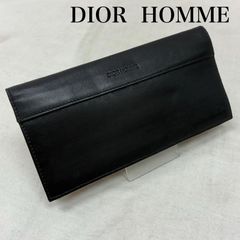 正規 Dior Hommeディオールオム CDロゴストライプ長財布黒 小銭入れ有 