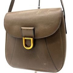 美品］デルヴォー D金具 ミラー付き ショルダーバッグ 肩掛け ブラウン
