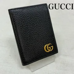 グッチ GGマーモント レザー 二つ折り カードケース 名刺入れ ゴールドロゴ 428737 メンズ - ISItems【USED】【古着】【中古】50157634