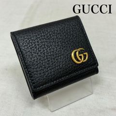 グッチ 折財布 カーフレザー GGマーモント コンパクト ブラック 黒