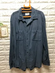 ヴィンテージ 青 コーデュロイ シャツ