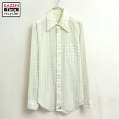70s vintage チェック柄 織柄 長袖シャツ メンズ Lサイズ相当