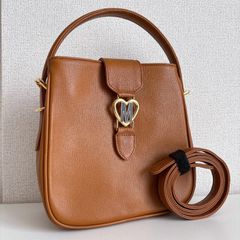 MOSCHINO モスキーノ 2wayショルダーバッグ ハートM金具ロゴ キャメル