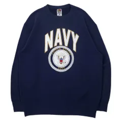 US NAVY プリント スウェット L ネイビー コットン ミリタリー FRUIT OF THE LOOM