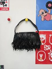 ふんわりミニトート バンブーバッグ▸︎▹︎デニムリメイク フリンジ