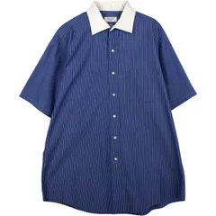 古着 ブルックスブラザーズ Brooks Brothers 346 半袖 コットン ストライプシャツ クレリックシャツ メンズL相当/eaa641397