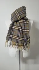 Burberrysバーバリー 90's カーキオリーブ ノヴァチェック ラムウール マフラー