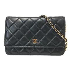 CHANEL シャネル チェーンウォレット マトラッセ クラシック ラムスキン ブラック ゴールド金具【中古】レディース