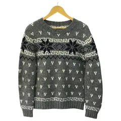 MONCLER モンクレール MAGLIONE TRICOT GIROCOLLO セーター メンズ ウール 厚手ニット ノルディック柄 雪の結晶 グレー Lサイズ 020919035901 中古 T1のサムネイル