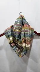 日本輸入 アルパカ混 MULTI COLOR なみなみ柄 立体編み ニットマフラーのサムネイル