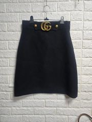 GUCCI GGロゴ ニットスカート ブラック ゴールド - メルカリ