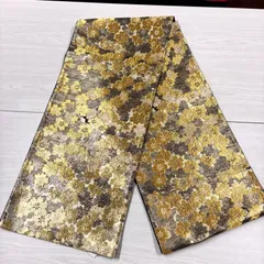 【中古品】　匿名配送　振袖　成人式　結婚式　フォーマル　袋帯　ブラック　ゴールド　桜　着物　きもの　 90