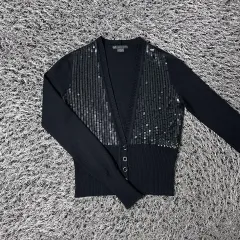 ARMANI アルマーニ レディース スパンコール バイカラー ニット カーディガン