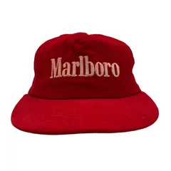 【キャップ/帽子】80s  USA製 初期 Marlboro（マルボロ）ビンテージ コーデュロイキャップ レッド 赤 ホワイト 白 US製 アメリカ製 Made in USA