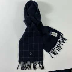 Polo ポロ ラルフローレン 刺繍 ネイビー CHECK ウール マフラー