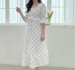 新品未開封＊トッコ ハートドット柄フリルワンピース オフホワイト春夏 